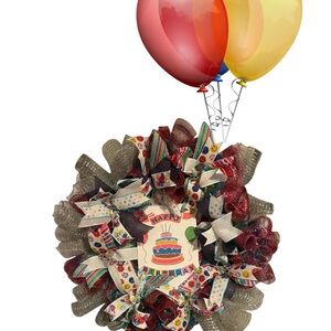 Colorful Birthday Party Wreath with Balloons